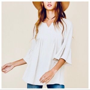 Linen blend ruffled babydoll tunic top